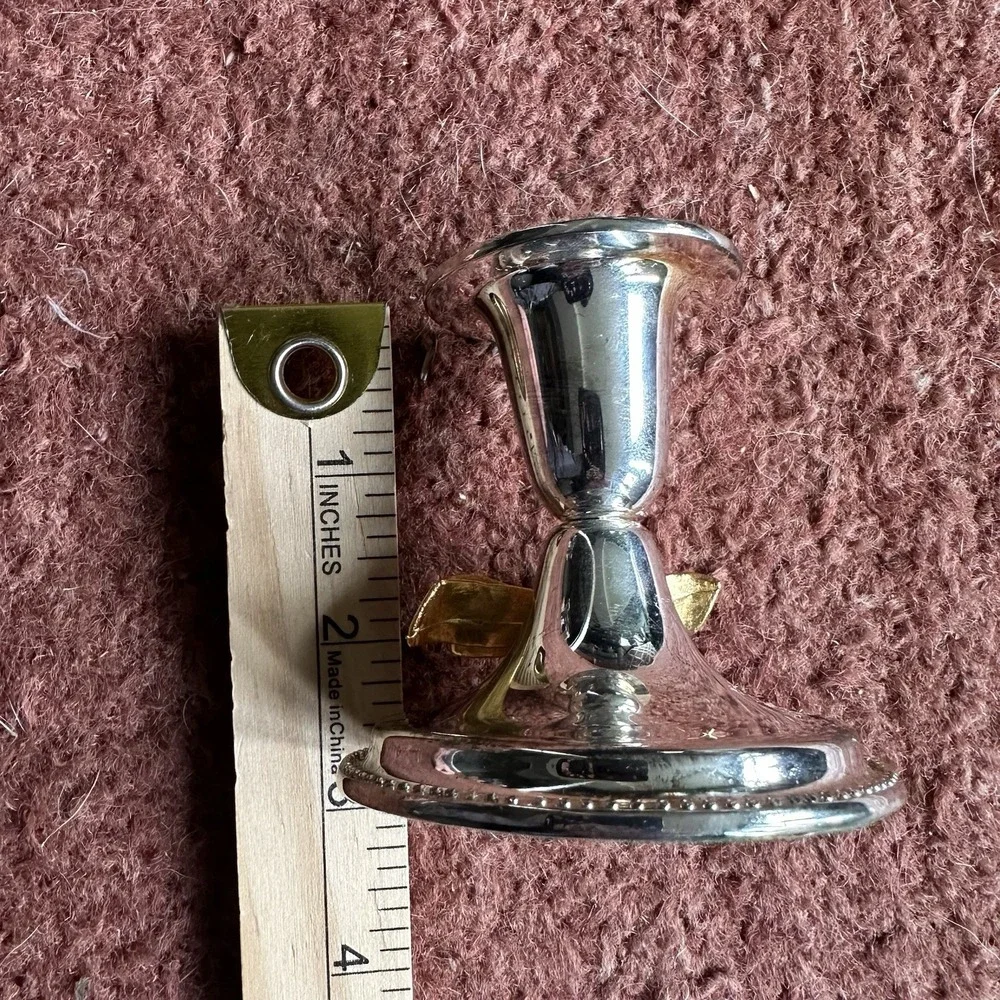 Silver Gold Tone Bow Candlestick Holders Set Of Two